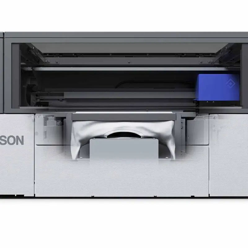 Epson F1060 DTG DTF Printer Australia Qld NSW Vic SA NT WA Tas Front CLose Shirt Load Inside